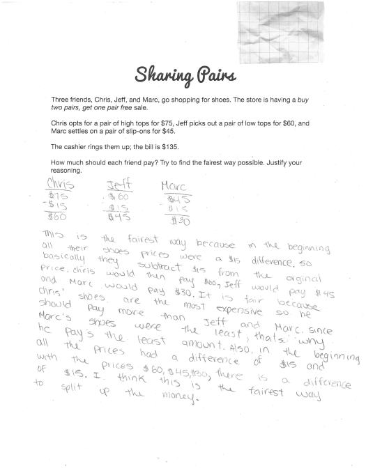 Sharing Pairs - Sample Student Response B
