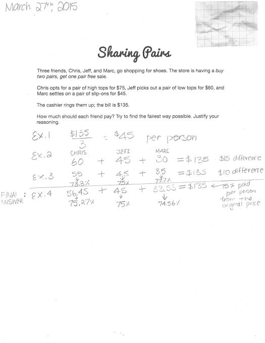 Sharing Pairs - Sample Student Response D
